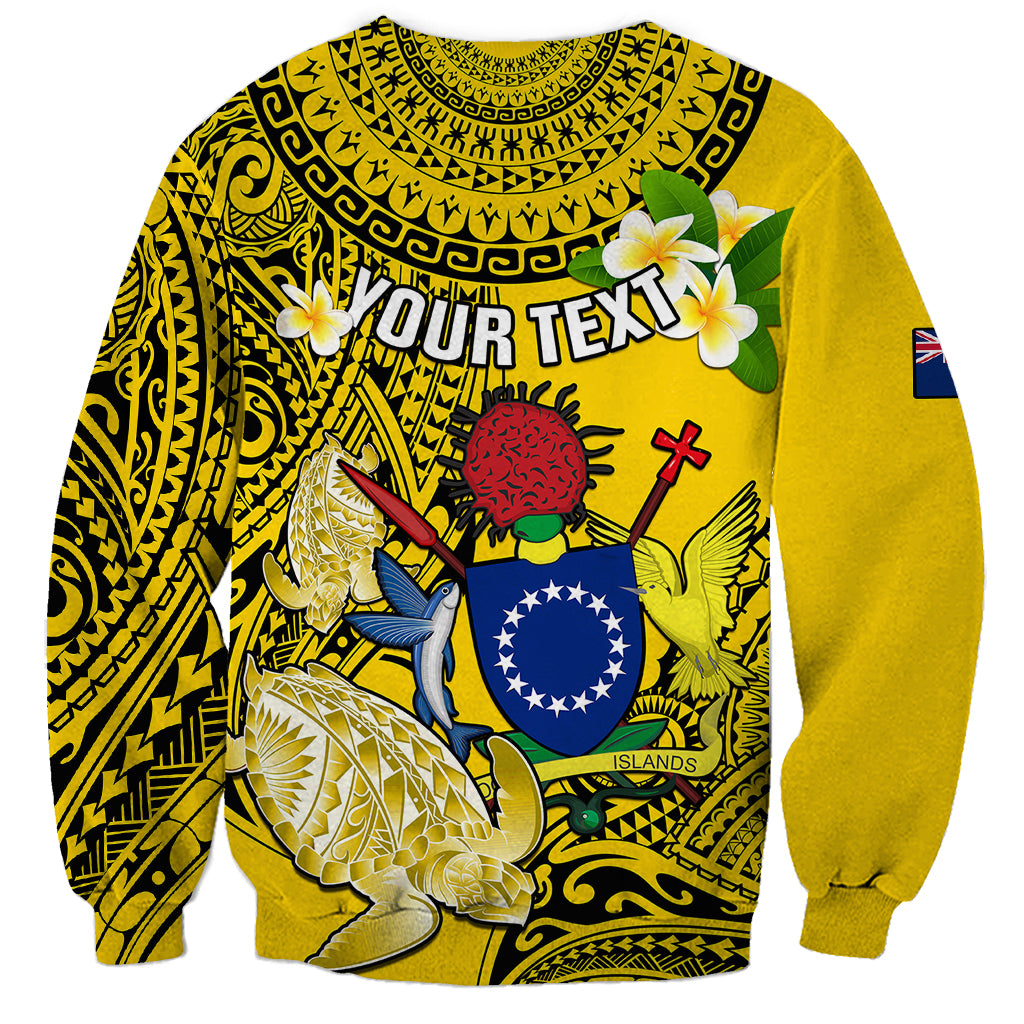 Personalized Cook Islands Aitutaki Sweatshirt Coat Of Arms Plumeria Polynesian Turtle LT05 - Polynesian Pride