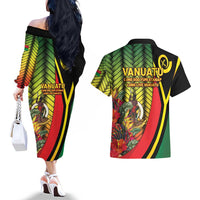 Vanuatu Constitution Day Couples Matching Off The Shoulder Long Sleeve Dress and Hawaiian Shirt Long Live Vanuatu - Polynesian Pride
