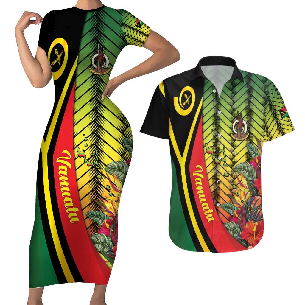 Vanuatu Constitution Day Couples Matching Short Sleeve Bodycon Dress and Hawaiian Shirt Long Live Vanuatu - Polynesian Pride