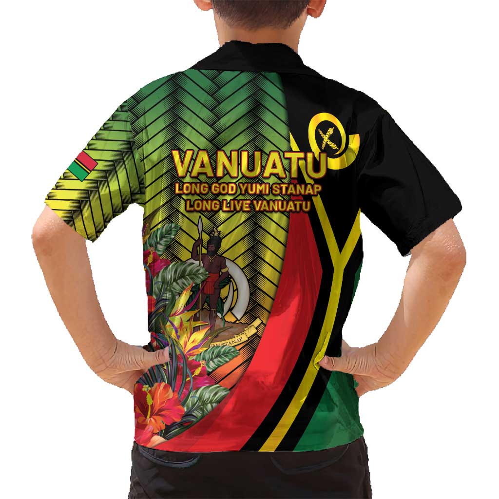 Vanuatu Constitution Day Family Matching Off Shoulder Short Dress and Hawaiian Shirt Long Live Vanuatu - Polynesian Pride