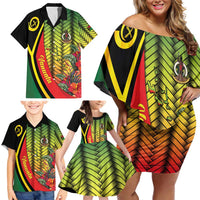 Vanuatu Constitution Day Family Matching Off Shoulder Short Dress and Hawaiian Shirt Long Live Vanuatu - Polynesian Pride
