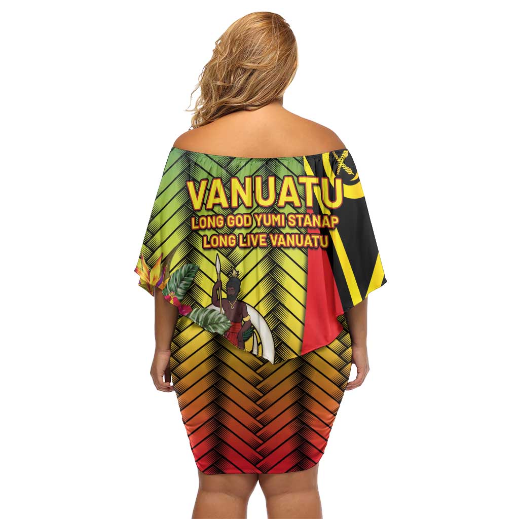 Vanuatu Constitution Day Family Matching Off Shoulder Short Dress and Hawaiian Shirt Long Live Vanuatu - Polynesian Pride