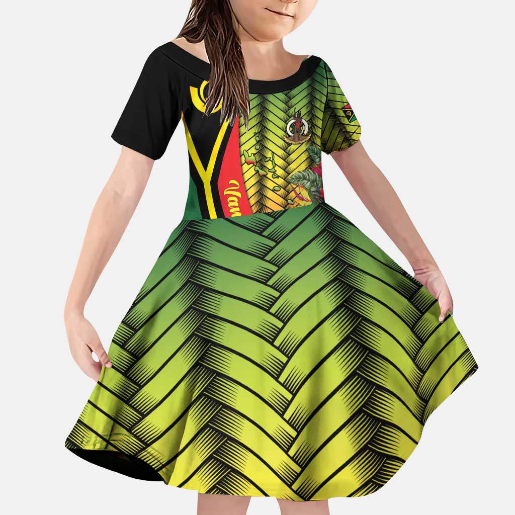 Vanuatu Constitution Day Family Matching Puletasi and Hawaiian Shirt Long Live Vanuatu LT05 Daughter's Dress Colorful - Polynesian Pride