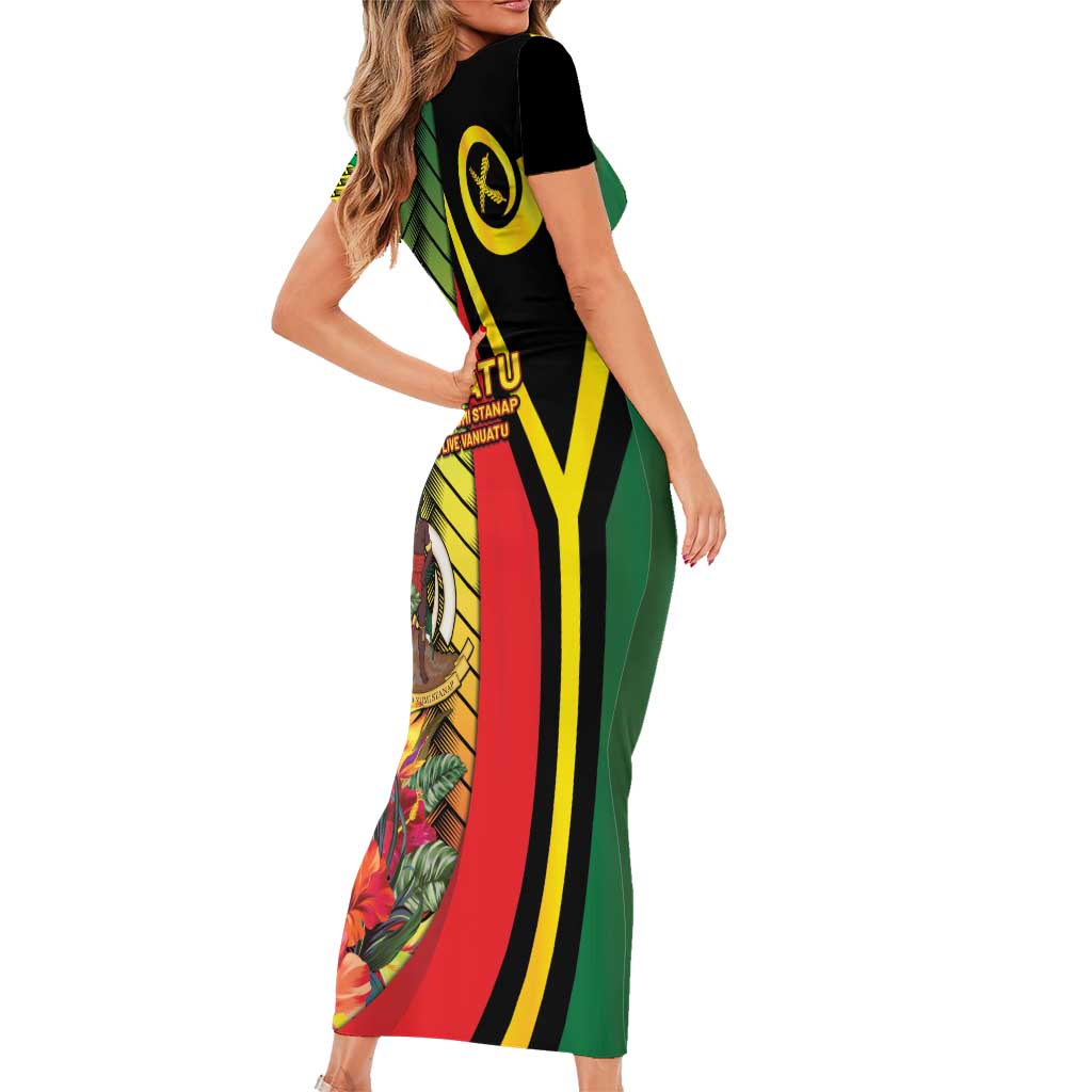 Vanuatu Constitution Day Family Matching Short Sleeve Bodycon Dress and Hawaiian Shirt Long Live Vanuatu - Polynesian Pride