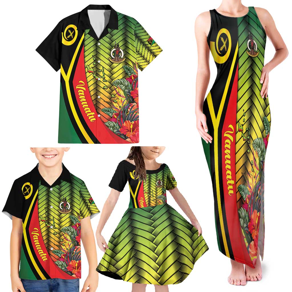 Vanuatu Constitution Day Family Matching Tank Maxi Dress and Hawaiian Shirt Long Live Vanuatu - Polynesian Pride