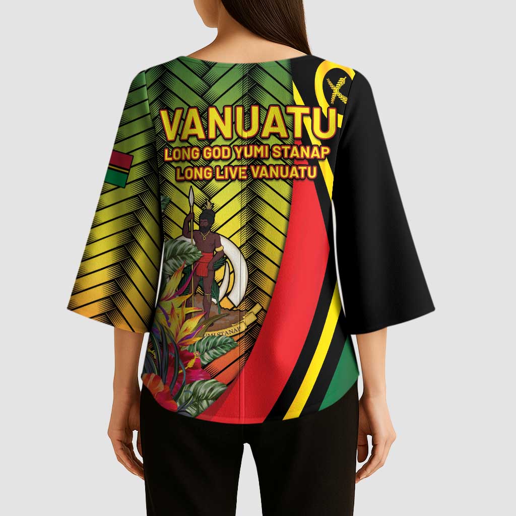 Vanuatu Constitution Day Kimono Sleeve Blouse Long Live Vanuatu - Polynesian Pride