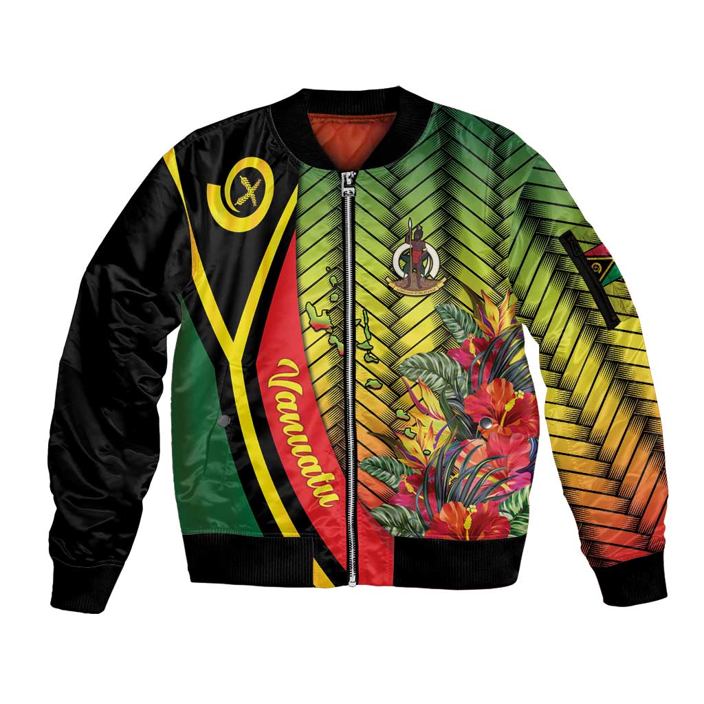 Vanuatu Constitution Day Sleeve Zip Bomber Jacket Long Live Vanuatu - Polynesian Pride