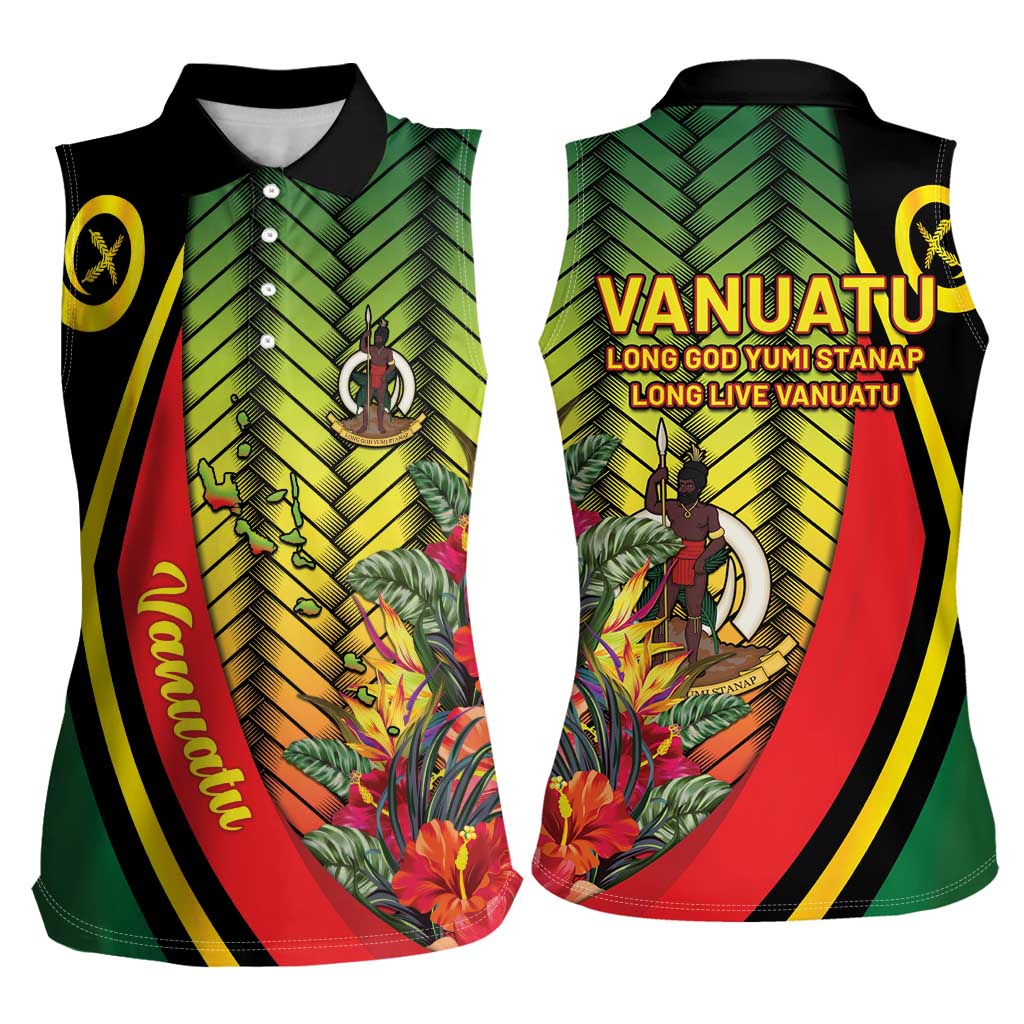 Vanuatu Constitution Day Women Sleeveless Polo Shirt Long Live Vanuatu LT05 - Polynesian Pride