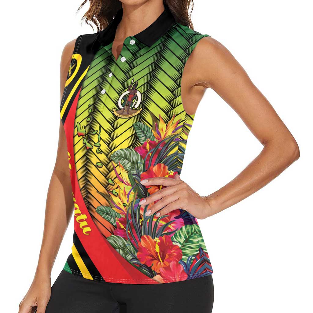 Vanuatu Constitution Day Women Sleeveless Polo Shirt Long Live Vanuatu LT05 - Polynesian Pride