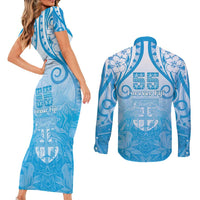 Fiji Day Couples Matching Short Sleeve Bodycon Dress and Long Sleeve Button Shirt 55th Anniversary Forever Fiji - Polynesian Pride