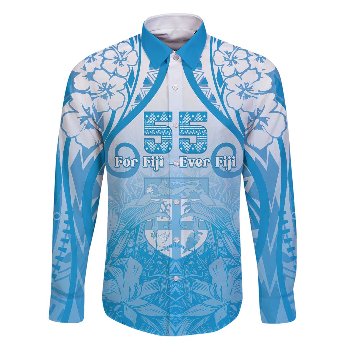 Fiji Day Family Matching Off The Shoulder Long Sleeve Dress and Hawaiian Shirt 55th Anniversary Forever Fiji - Polynesian Pride