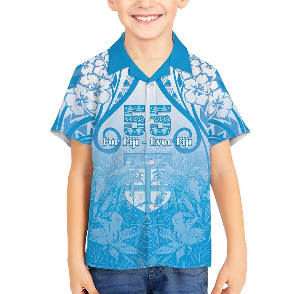 Fiji Day Family Matching Short Sleeve Bodycon Dress and Hawaiian Shirt 55th Anniversary Forever Fiji - Polynesian Pride