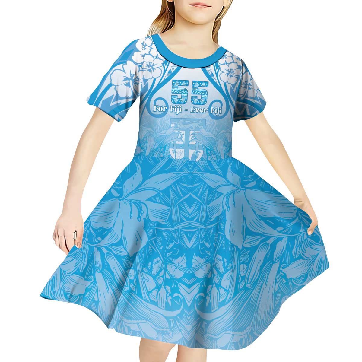 Fiji Day Kid Short Sleeve Dress 55th Anniversary Forever Fiji LT05 - Polynesian Pride