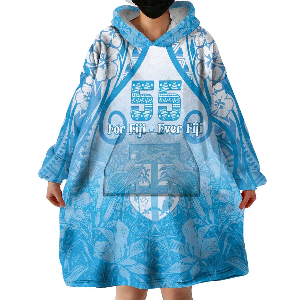 Fiji Day Wearable Blanket Hoodie 55th Anniversary Forever Fiji - Polynesian Pride
