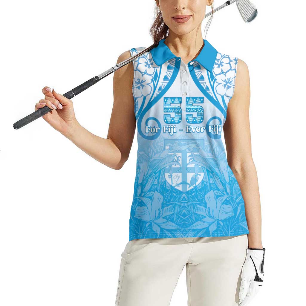 Fiji Day Women Sleeveless Polo Shirt 55th Anniversary Forever Fiji LT05 - Polynesian Pride
