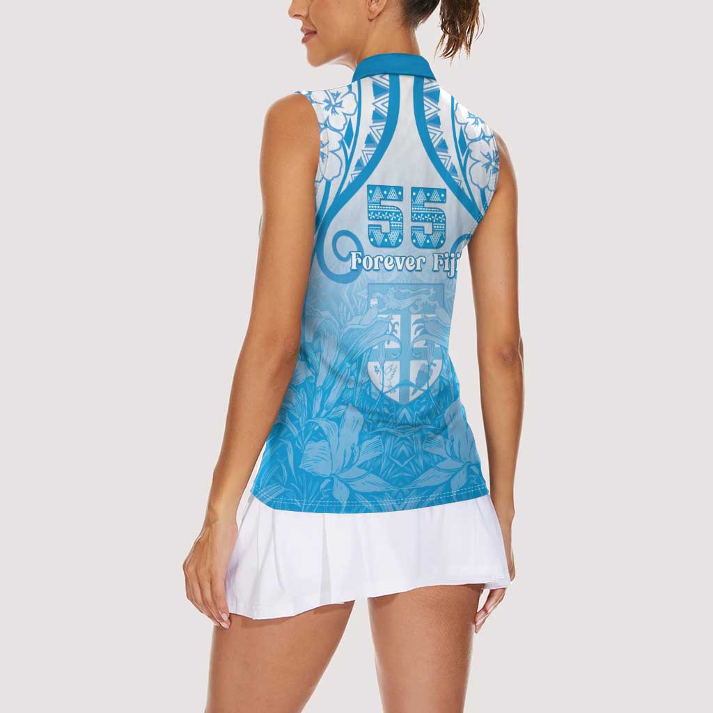 Fiji Day Women Sleeveless Polo Shirt 55th Anniversary Forever Fiji LT05 - Polynesian Pride