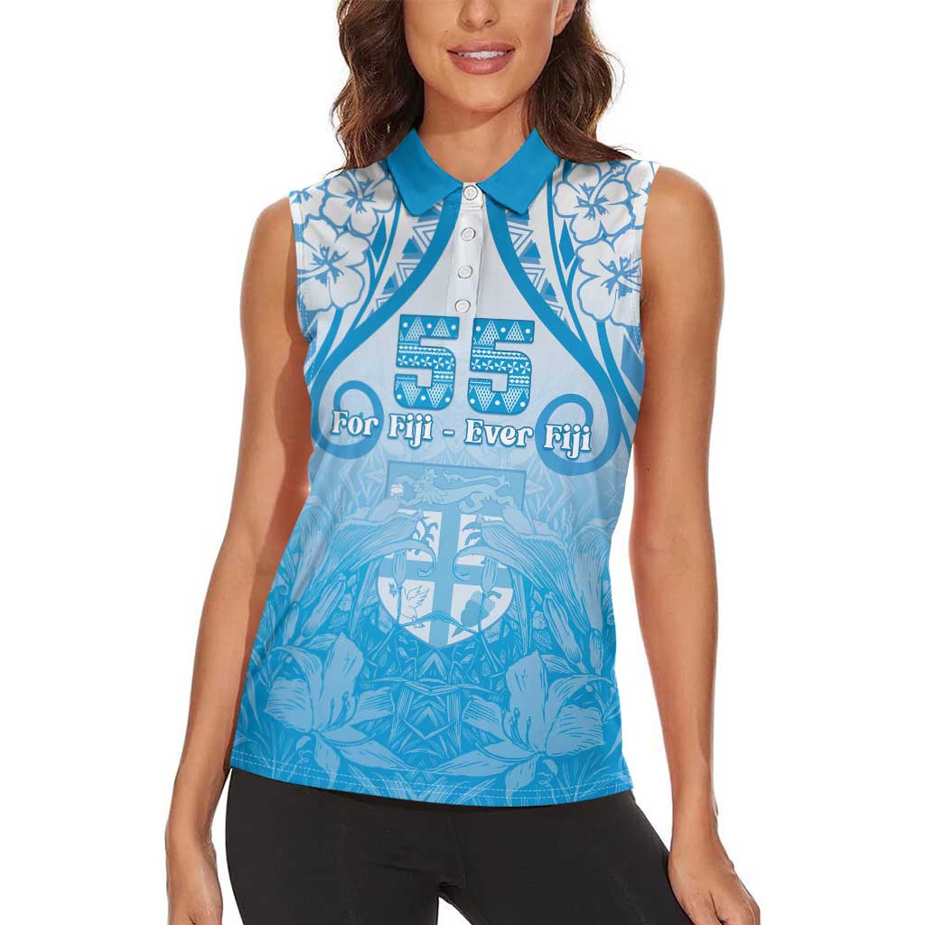 Fiji Day Women Sleeveless Polo Shirt 55th Anniversary Forever Fiji LT05 - Polynesian Pride