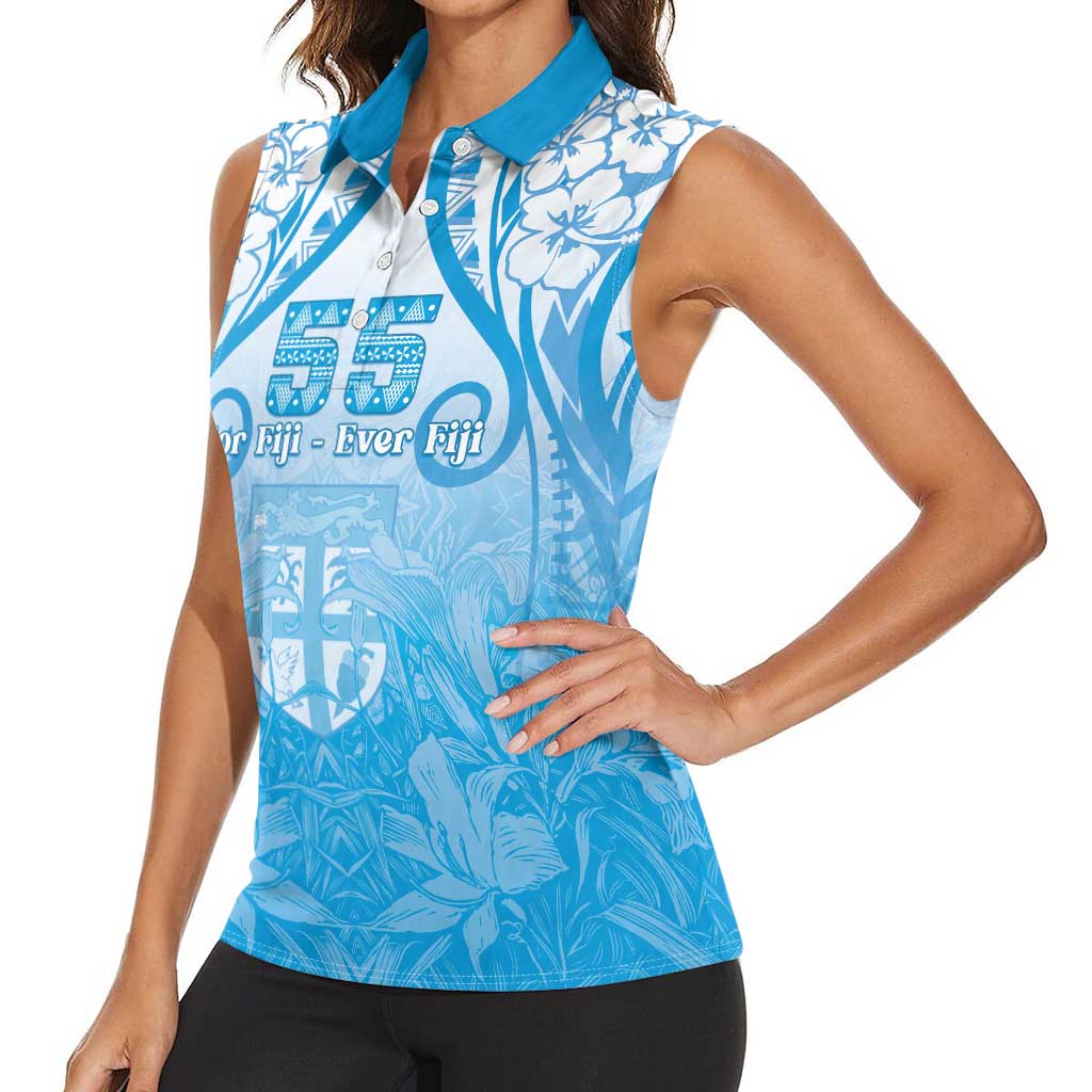 Fiji Day Women Sleeveless Polo Shirt 55th Anniversary Forever Fiji LT05 - Polynesian Pride