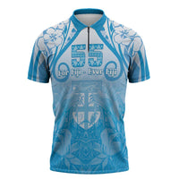 Fiji Day Zipper Polo Shirt 55th Anniversary Forever Fiji LT05 Blue - Polynesian Pride