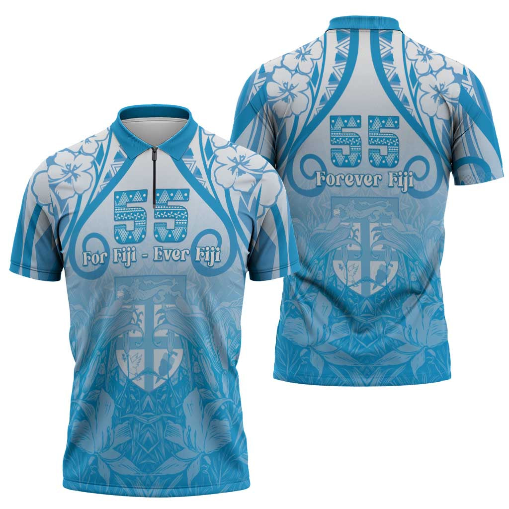 Fiji Day Zipper Polo Shirt 55th Anniversary Forever Fiji LT05 - Polynesian Pride
