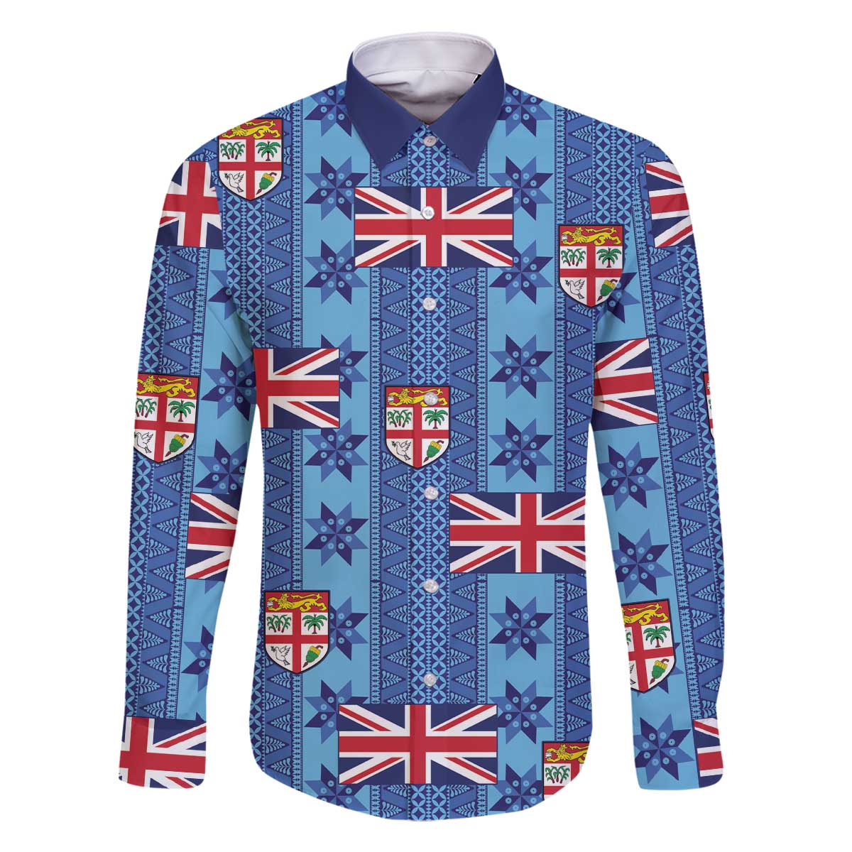 Fiji Masi Tapa Family Matching Off The Shoulder Long Sleeve Dress and Hawaiian Shirt Coat Of Arms - Polynesian Pride
