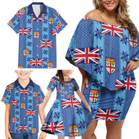 Fiji Masi Tapa Family Matching Off Shoulder Short Dress and Hawaiian Shirt Coat Of Arms - Polynesian Pride