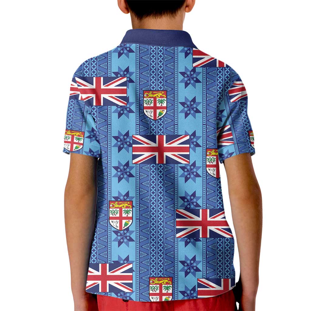 Fiji Masi Tapa Kid Polo Shirt Coat Of Arms LT05 - Polynesian Pride