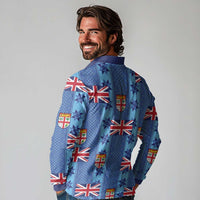 Fiji Masi Tapa Long Sleeve Polo Shirt Coat Of Arms LT05 - Polynesian Pride
