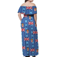 Fiji Masi Tapa Off Shoulder Maxi Dress Coat Of Arms - Polynesian Pride
