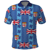 Fiji Masi Tapa Polo Shirt Coat Of Arms LT05 Blue - Polynesian Pride