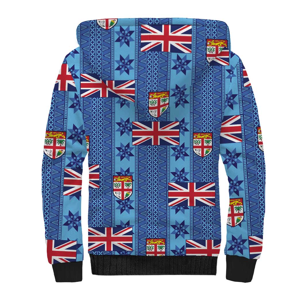 Fiji Masi Tapa Sherpa Hoodie Coat Of Arms - Polynesian Pride