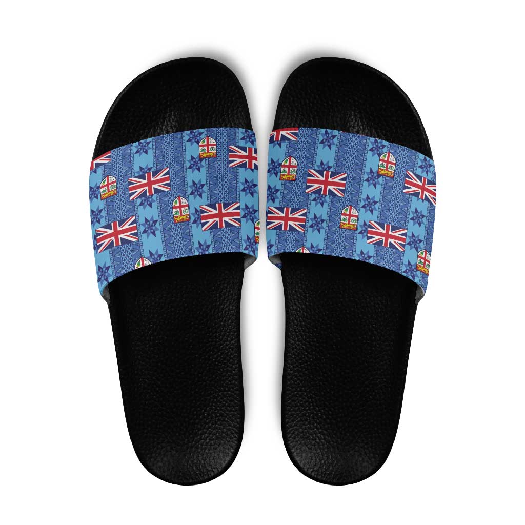 Fiji Masi Tapa Slide Sandals Coat Of Arms - Polynesian Pride