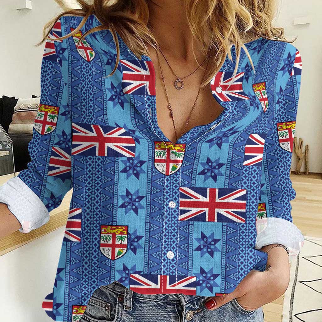 Fiji Masi Tapa Women Casual Shirt Coat Of Arms - Polynesian Pride