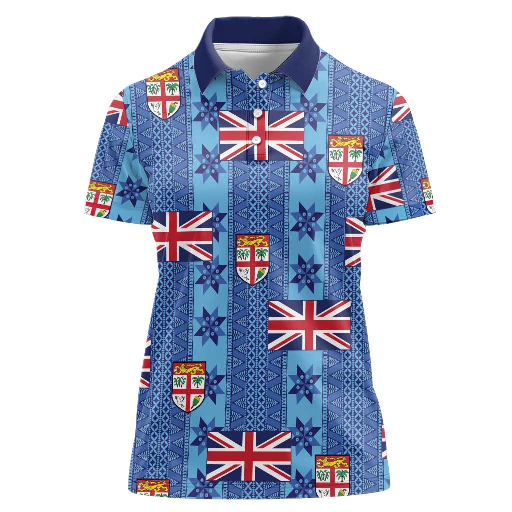 Fiji Masi Tapa Women Polo Shirt Coat Of Arms - Polynesian Pride
