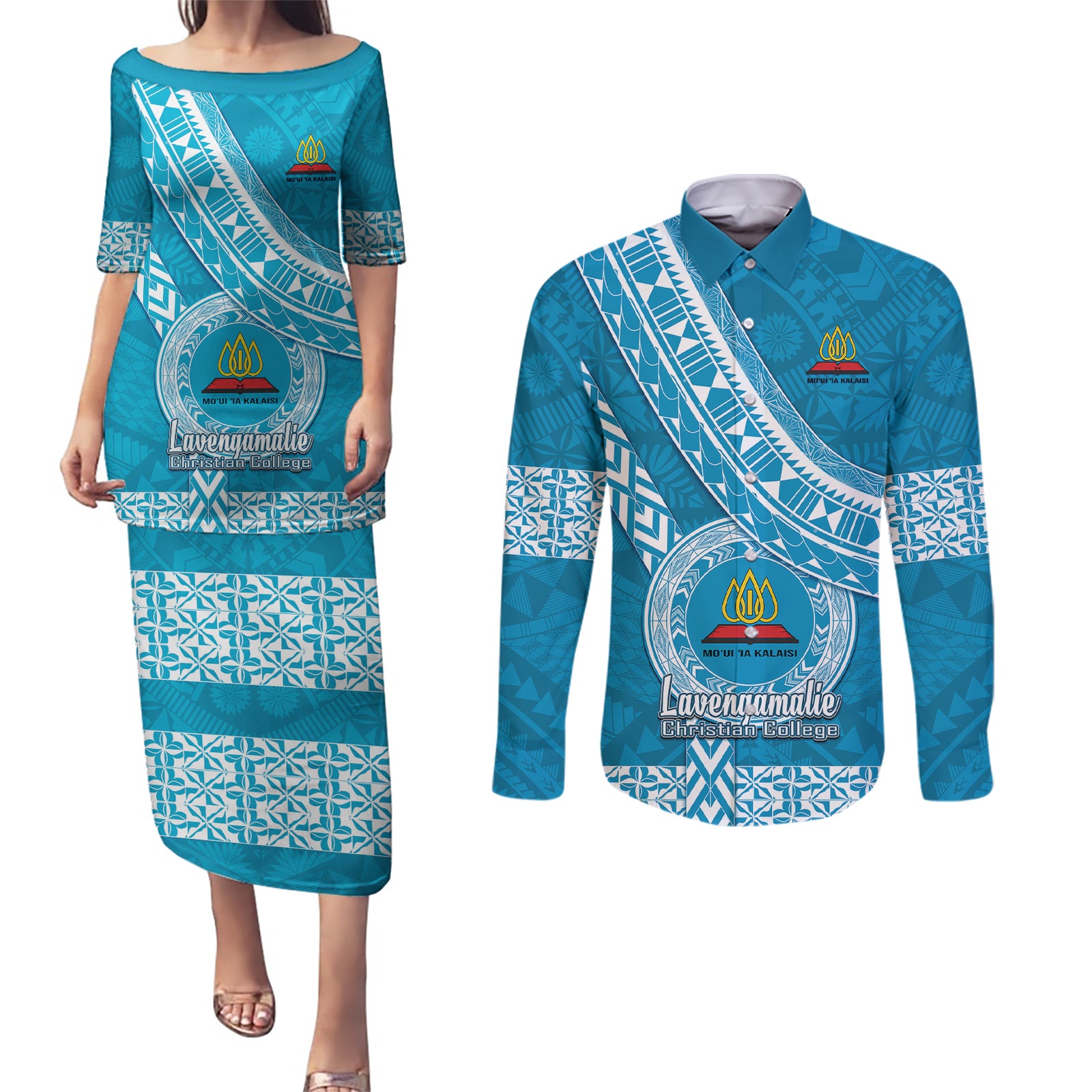 custom-lavengamalie-college-couples-matching-puletasi-dress-and-long-sleeve-button-shirts-tongan-kupesi-pattern