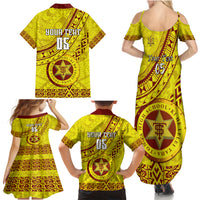 Custom Tonga High School Family Matching Summer Maxi Dress and Hawaiian Shirt Tongan Kupesi Pattern LT05 - Polynesian Pride