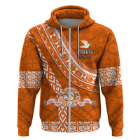 Custom Tailulu College Hoodie Tongan Kupesi Pattern LT05 Zip Hoodie Orange - Polynesian Pride