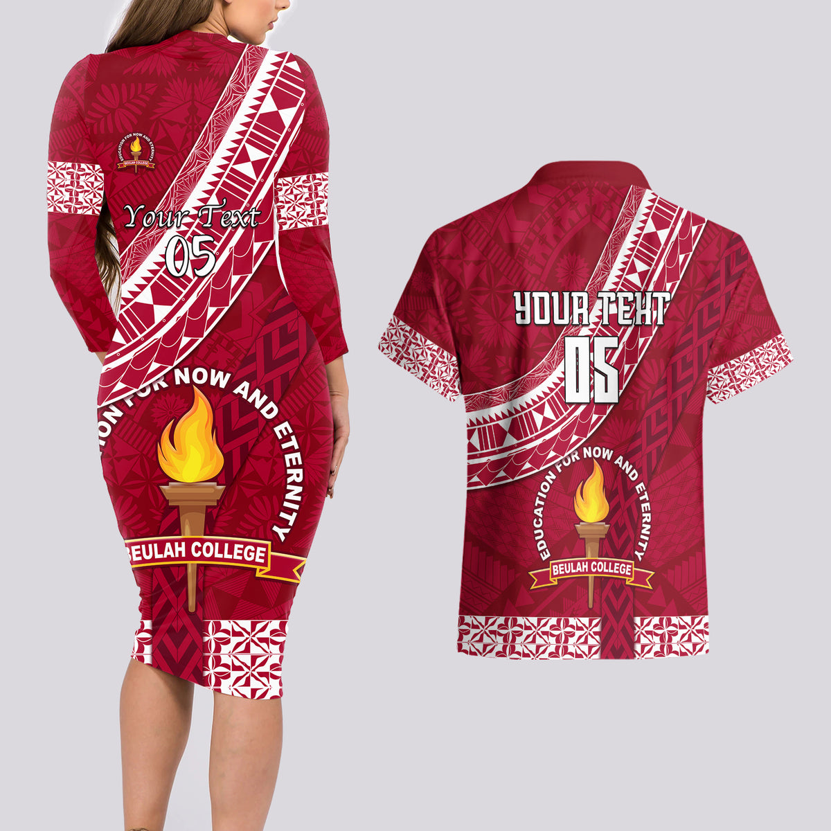 custom-beulah-college-couples-matching-long-sleeve-bodycon-dress-and-hawaiian-shirt-tongan-kupesi-pattern