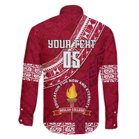 Custom Beulah College Family Matching Long Sleeve Bodycon Dress and Hawaiian Shirt Tongan Kupesi Pattern LT05 - Polynesian Pride