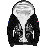 New Zealand Rugby Sherpa Hoodie The Haka With Champions Cup LT05 Unisex Black - Polynesian Pride