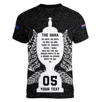 Custom New Zealand Rugby Women V Neck T Shirt The Haka With Champions Cup LT05 - Polynesian Pride