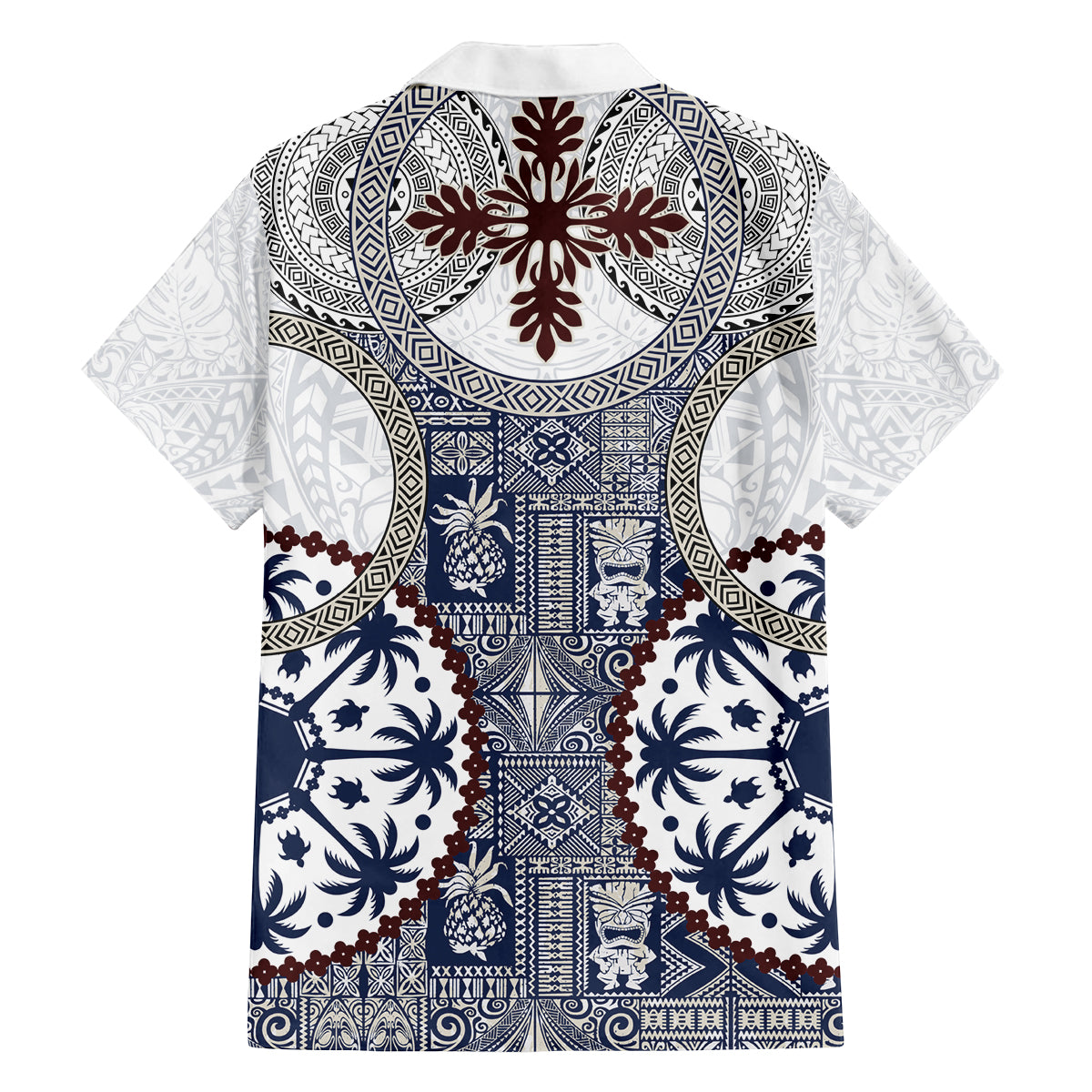 Hawaii Family Matching Off Shoulder Long Sleeve Dress and Hawaiian Shirt Barkcloth Pattern Vintage Style LT05 - Polynesian Pride