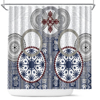 Hawaii Shower Curtain Barkcloth Pattern Vintage Style LT05 Blue - Polynesian Pride