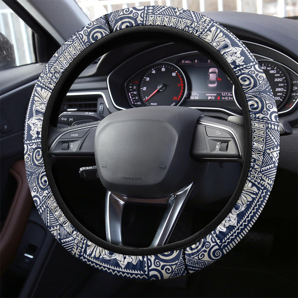 Hawaii Steering Wheel Cover Barkcloth Pattern Vintage Style LT05 - Polynesian Pride