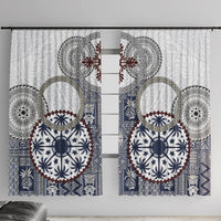 Hawaii Window Curtain Barkcloth Pattern Vintage Style LT05 With Hooks Blue - Polynesian Pride