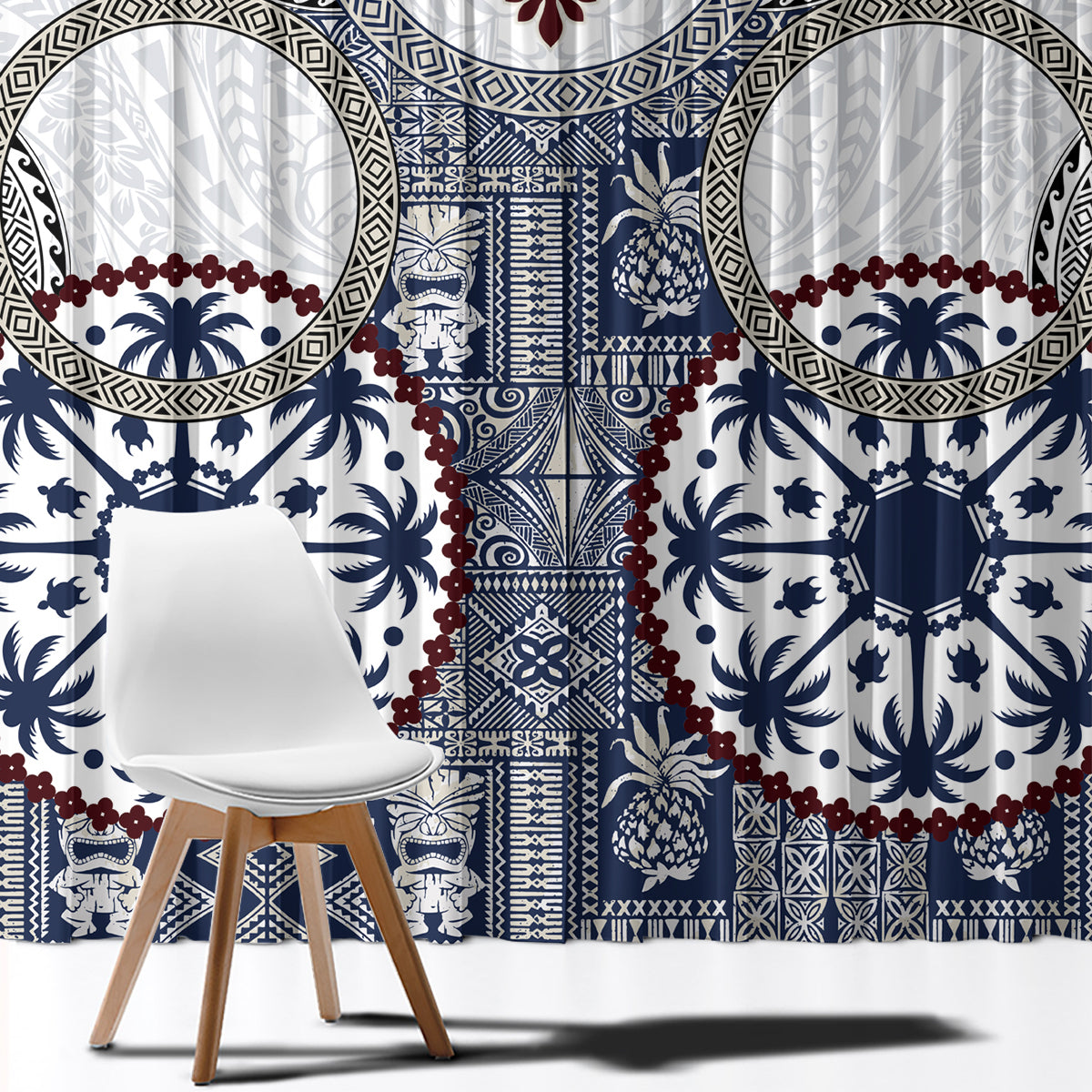 Hawaii Window Curtain Barkcloth Pattern Vintage Style LT05 - Polynesian Pride