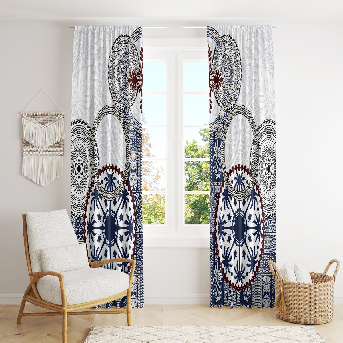 Hawaii Window Curtain Barkcloth Pattern Vintage Style LT05 - Polynesian Pride