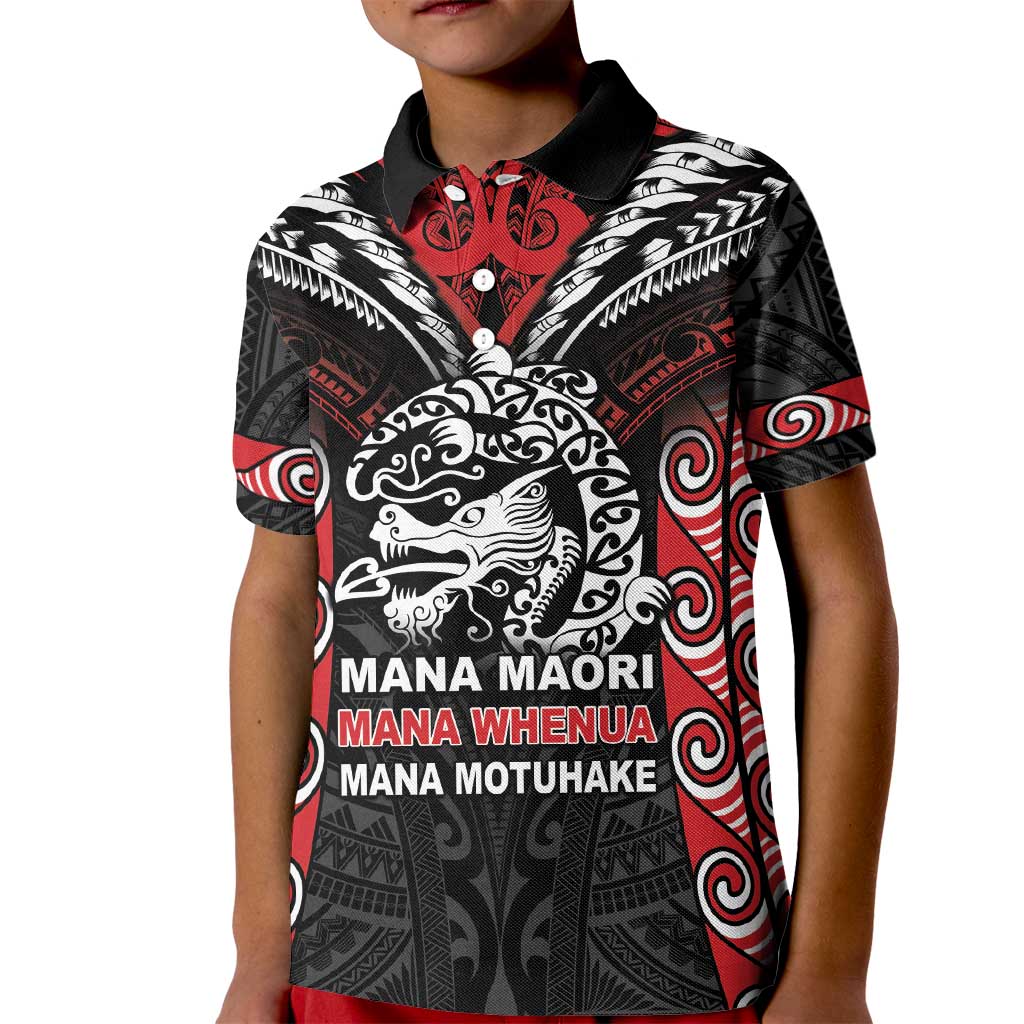 Aotearoa Mana Maori Kid Polo Shirt Toitu Te Tiriti LT05 Kid Black - Polynesian Pride