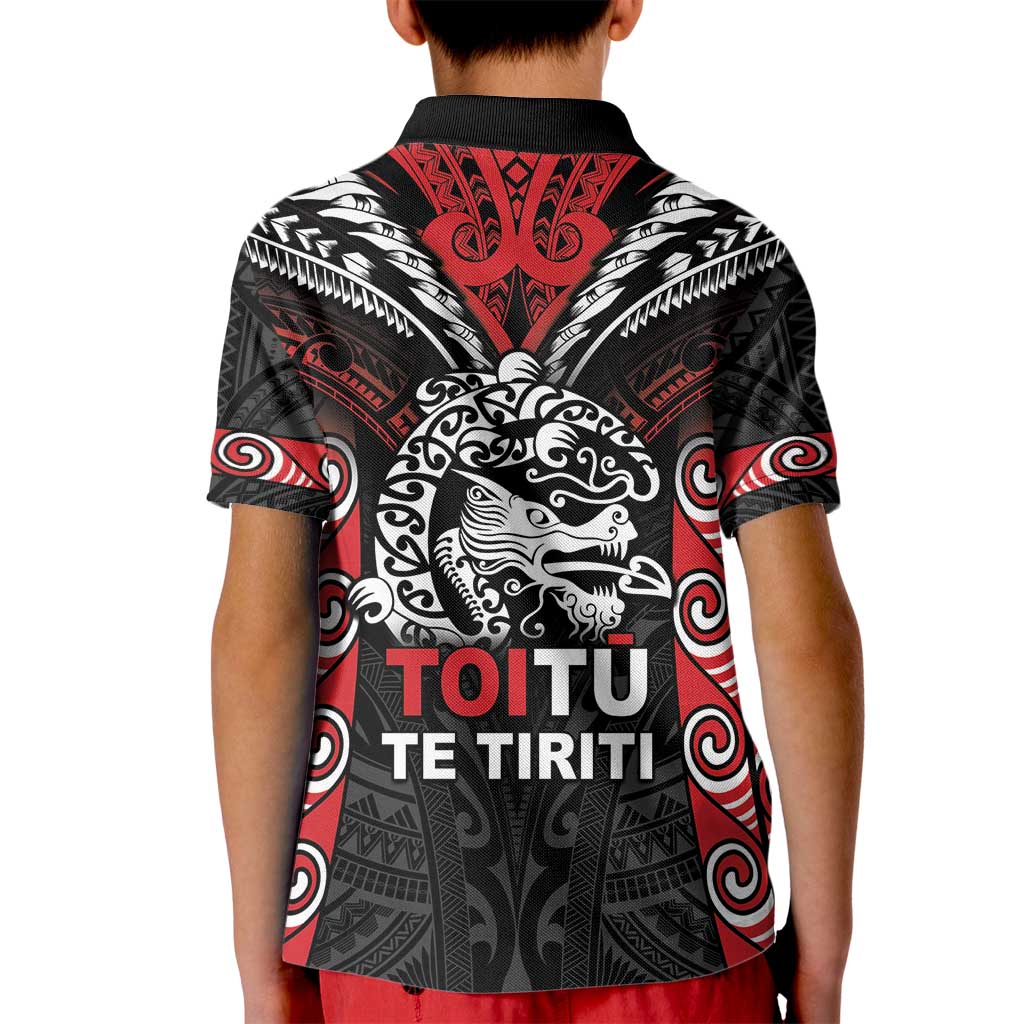 Aotearoa Mana Maori Kid Polo Shirt Toitu Te Tiriti LT05 - Polynesian Pride