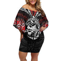 Aotearoa Mana Maori Off Shoulder Short Dress Toitu Te Tiriti LT05 Women Black - Polynesian Pride